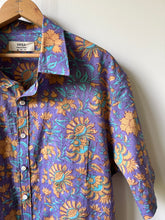 Load image into Gallery viewer, Block Print In Floral Purple & Gold